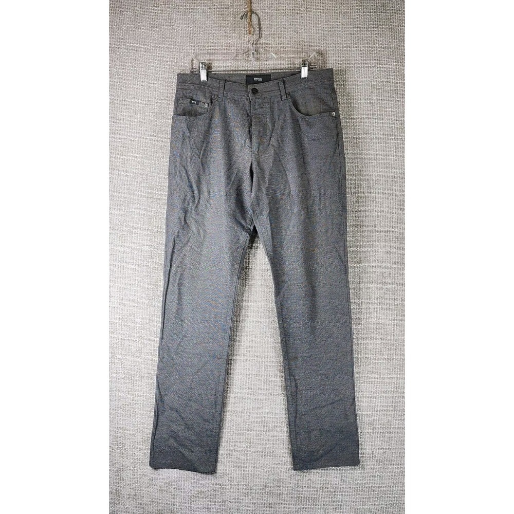 Brax Feel Good Cooper Fancy Regular Fit Pants Mens 34x34 Gray Straight Leg Nice!